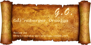 Günsberger Orsolya névjegykártya